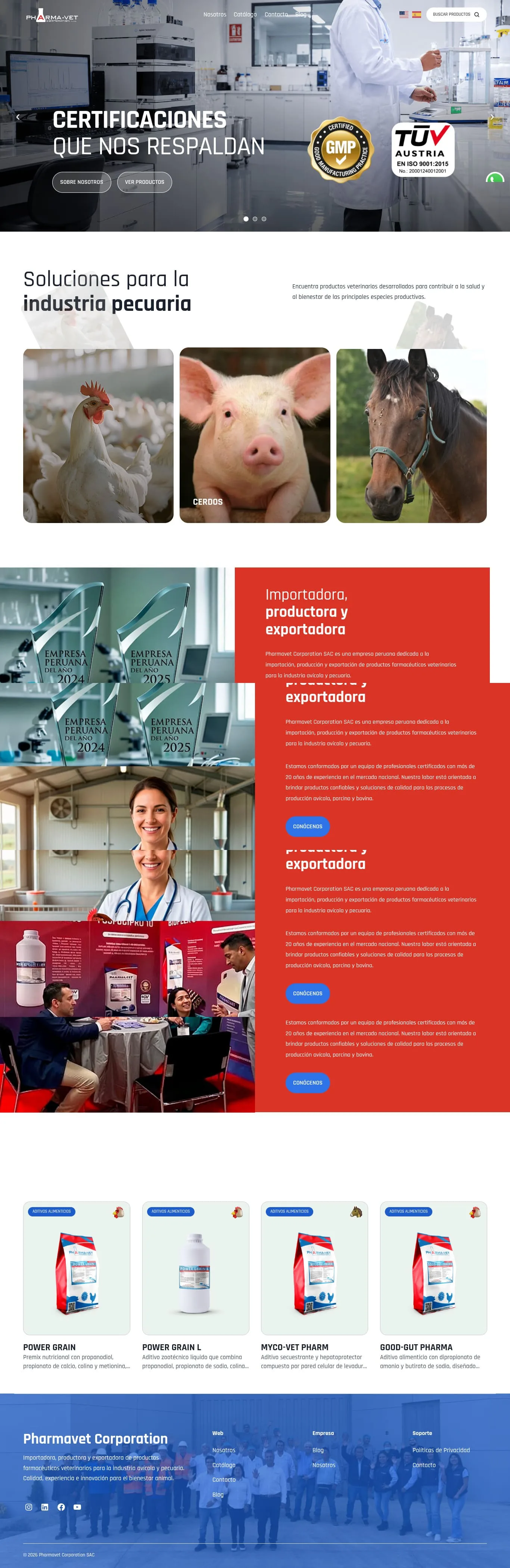 Diseño web del proyecto Pharmavet Corporation